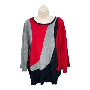 Vintage Salon Studio Colorblock Sweater‎ Women Retro Artsy Crewneck Knit Size L